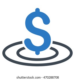Money Area icon. Vector style is bicolor flat iconic symbol with rounded angles, smooth blue colors, white background.