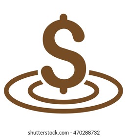 Money Area icon. Vector style is flat iconic symbol with rounded angles, brown color, white background.