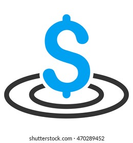 Money Area icon. Vector style is bicolor flat iconic symbol with rounded angles, blue and gray colors, white background.