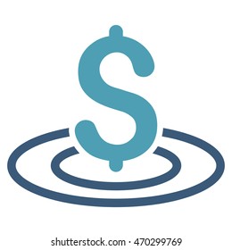 Money Area icon. Vector style is bicolor flat iconic symbol with rounded angles, cyan and blue colors, white background.