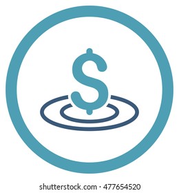 Money Area rounded icon. Vector illustration style is flat iconic bicolor symbol, cyan and blue colors, white background.