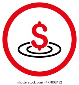 Money Area rounded icon. Vector illustration style is flat iconic bicolor symbol, intensive red and black colors, white background.