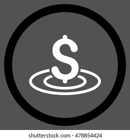 Money Area vector bicolor rounded icon. Image style is a flat icon symbol inside a circle, black and white colors, gray background.
