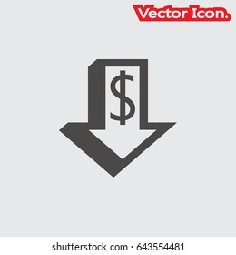 Money arrow icon isolated sign symbol and flat style for app, web and digital design. Vector illustration.