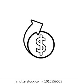 Ilustración vectorial del icono de la flecha de dinero