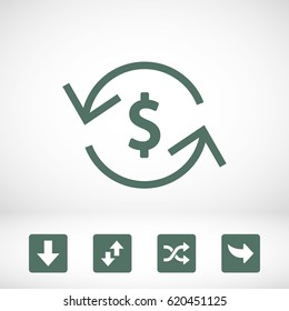 Money arrow icon stock vector illustration