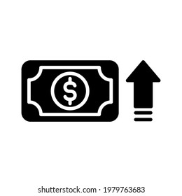 dinero con vector de icono de flecha hacia arriba