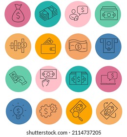 Money Assistance Icon Set . Money Assistance Pack Vector Elements For Infographic Web. With Trend Color