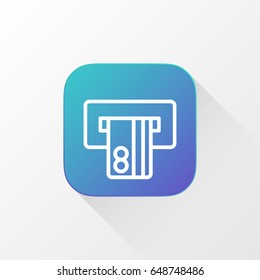 Money ATM application for mobile phone. Line flat vector icon, button and website design. Illustration isolated on white background. EPS 10 design, logo, app, infographic.