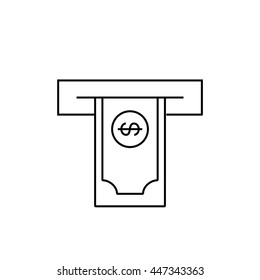 Money in ATM icon illustration vector outline