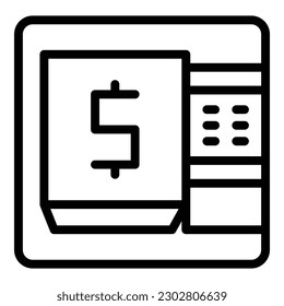 Money atm icon outline vector. Bank transfer. Mobile card