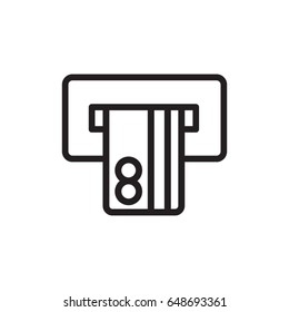 Money ATM line flat vector icon for mobile application, button and website design. Illustration isolated on white background. EPS 10 design, logo, app, infographic.