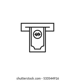 money in atm outline icon illustration