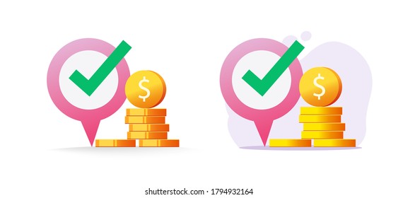 Money atm pin pointer marker as cash exchange and map bank position location destination place vector illustration isolated