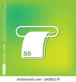 money ATM. symbol issuing or receiving money from an ATM. financial icon. money is given.