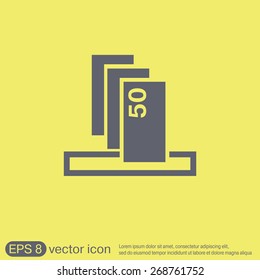 money ATM. symbol issuing or receiving money from an ATM. financial icon. money is given.