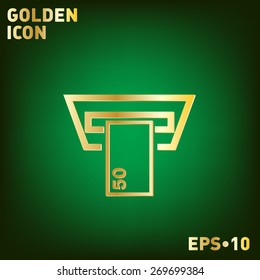 money ATM. symbol issuing or receiving money from an ATM. financial icon. money is given.