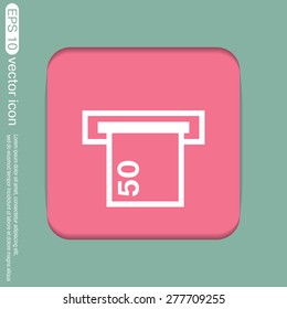 money ATM. symbol issuing or receiving money from an ATM. financial icon. money is given.