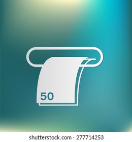 money ATM. symbol issuing or receiving money from an ATM. financial icon. money is given.