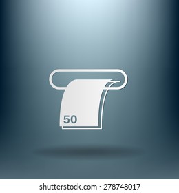 money ATM. symbol issuing or receiving money from an ATM. financial icon. money is given.