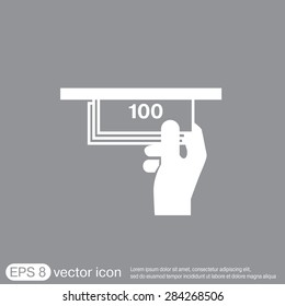 money ATM. symbol issuing or receiving money from an ATM. financial icon. money is given.