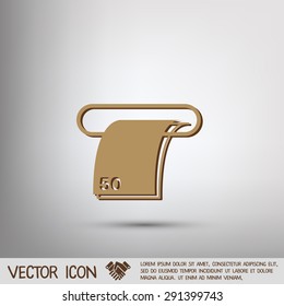 money ATM. symbol issuing or receiving money from an ATM. financial icon. money is given.