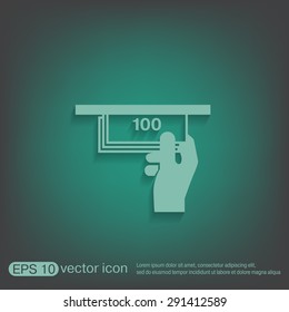money ATM. symbol issuing or receiving money from an ATM. financial icon. money is given.