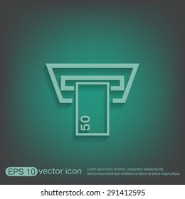 money ATM. symbol issuing or receiving money from an ATM. financial icon. money is given.