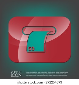 money ATM. symbol issuing or receiving money from an ATM. financial icon. money is given.