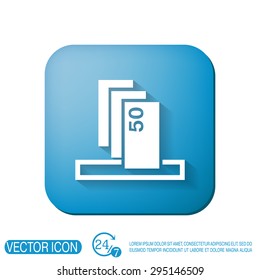 money ATM. symbol issuing or receiving money from an ATM. financial icon. money is given.