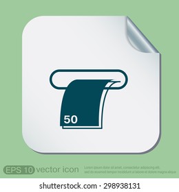 money ATM. symbol issuing or receiving money from an ATM. financial icon. money is given.