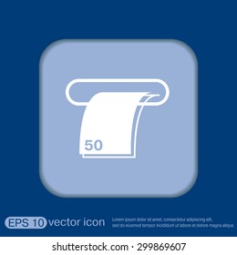 money ATM. symbol issuing or receiving money from an ATM. financial icon. money is given.