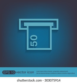 money ATM. symbol issuing or receiving money from an ATM. financial icon. money is given.
