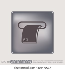 money ATM. symbol issuing or receiving money from an ATM. financial icon. money is given.