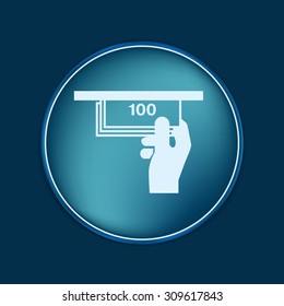 money ATM. symbol issuing or receiving money from an ATM. financial icon. money is given.
