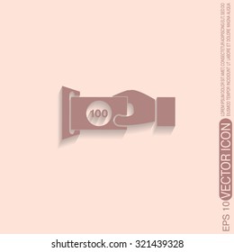 money ATM. symbol issuing or receiving money from an ATM. financial icon. money is given.