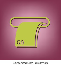 money ATM. symbol issuing or receiving money from an ATM. financial icon. money is given.