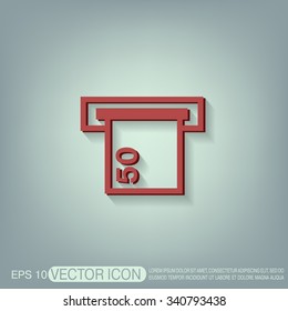 money ATM. symbol issuing or receiving money from an ATM. financial icon. money is given.
