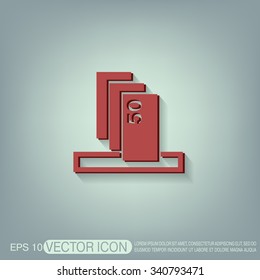 money ATM. symbol issuing or receiving money from an ATM. financial icon. money is given.