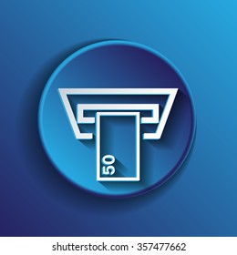 money ATM. symbol issuing or receiving money from an ATM. financial icon. money is given.
