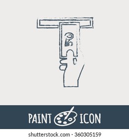 money ATM. symbol issuing or receiving money from an ATM. financial icon. money is given.