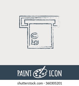 money ATM. symbol issuing or receiving money from an ATM. financial icon. money is given.