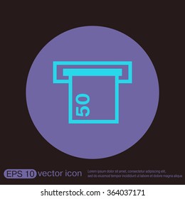 money ATM. symbol issuing or receiving money from an ATM. financial icon. money is given.