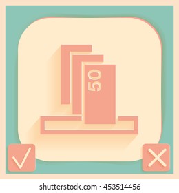 money ATM. symbol issuing or receiving money from an ATM. financial icon. money is given.