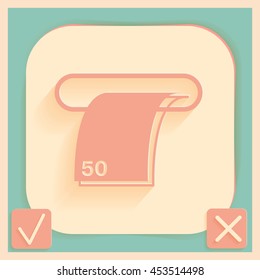 money ATM. symbol issuing or receiving money from an ATM. financial icon. money is given.
