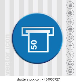 money ATM. symbol issuing or receiving money from an ATM. financial icon. money is given.