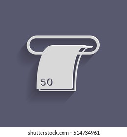 money ATM. symbol issuing or receiving money from an ATM. financial icon. money is given.