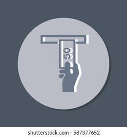 money ATM. symbol issuing or receiving money from an ATM. financial icon. money is given.