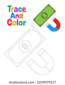 Money Attraction tracing worksheet for kids