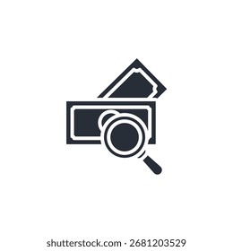 money audit icon.Editable sinal de estilo traço.linear para usar web design,ilustração logo.Symbol.